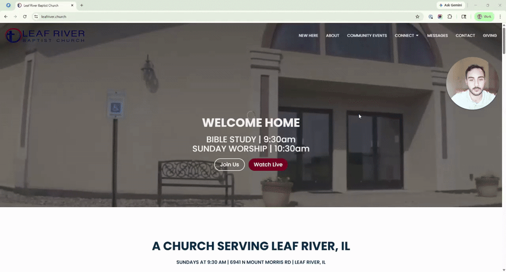 Homepage screenshot · Leaf River Baptist Church