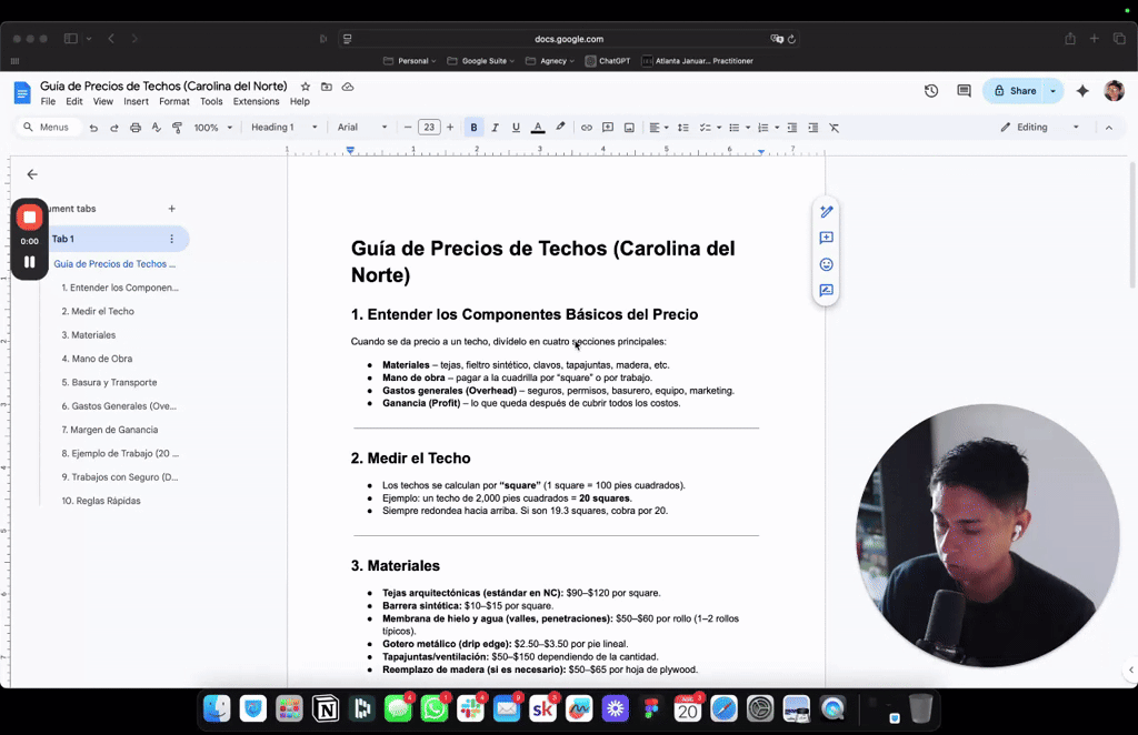 Guía de Precios y Cálculo de Costos en la Industria de Techado