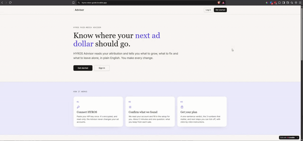 Hyros Vibe Submission - HYROS Advisor: an AI paid-media advisor