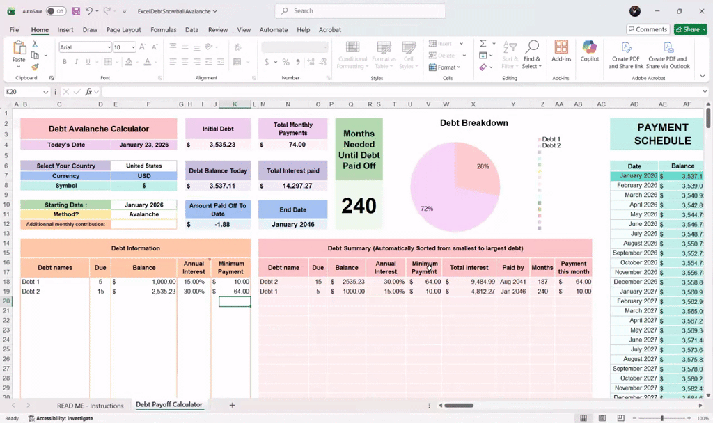Debt Snowball Avalanche Spreadsheet