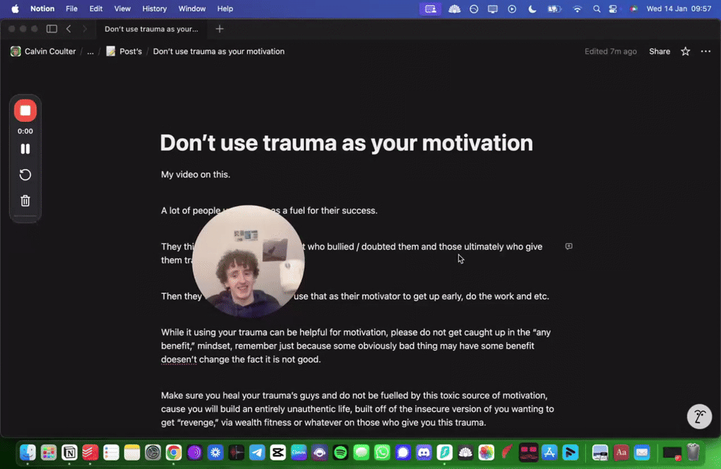 Don’t use trauma as your motivation 
