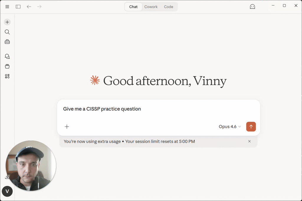 Chat with Claude about YOUR cissp.app stats and exam readiness