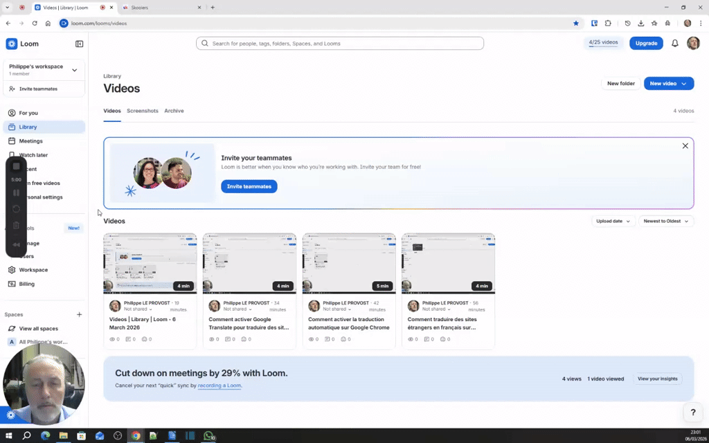 Naviguer sur Skool en Français