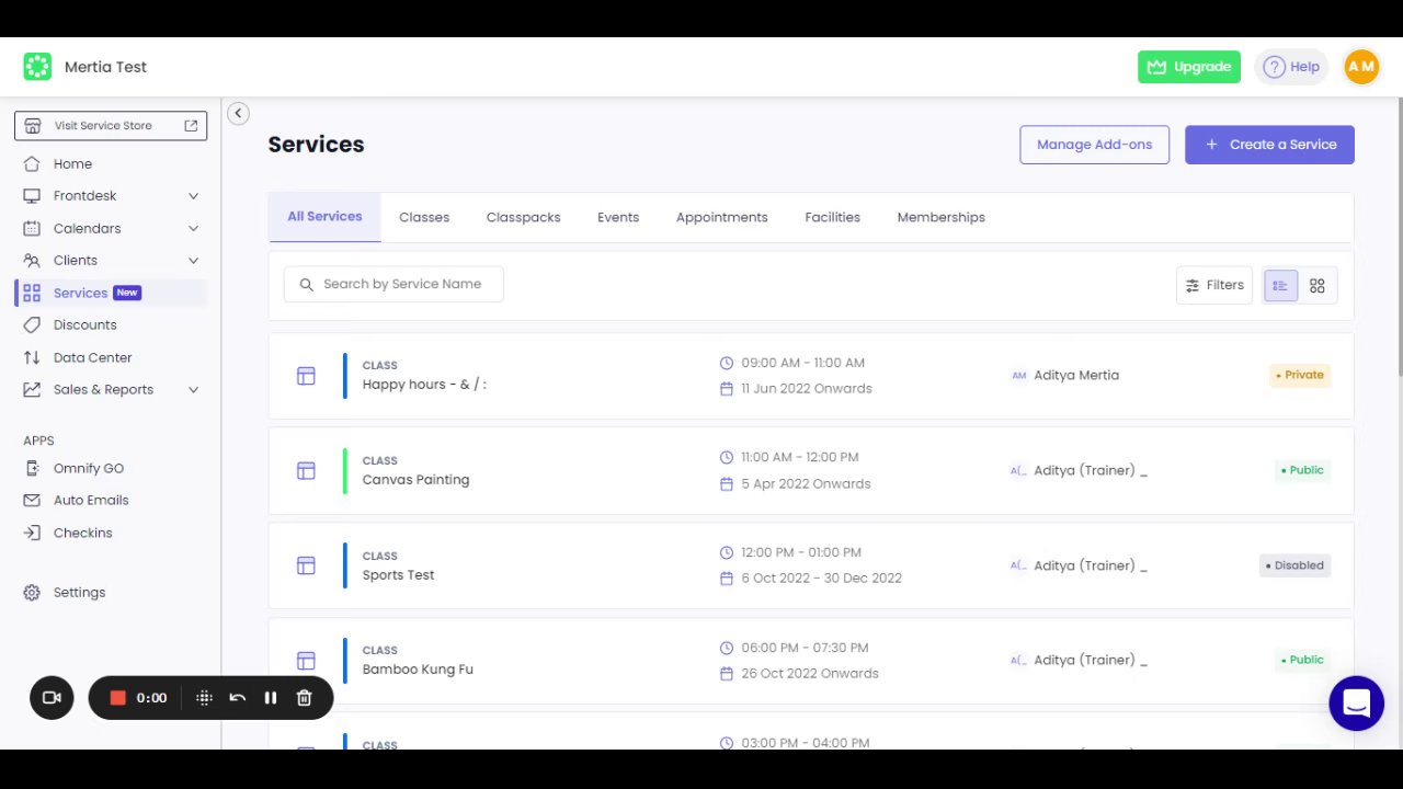 Preview of Change service status