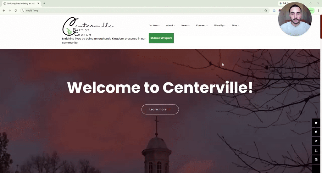 Homepage screenshot · Centerville Baptist Church