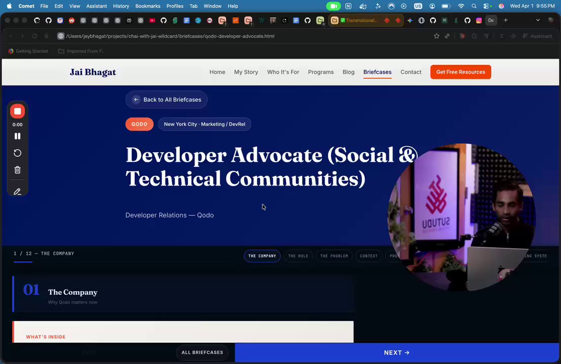 Thumbnail preview of the Qodo Developer Advocate briefcase Loom walkthrough