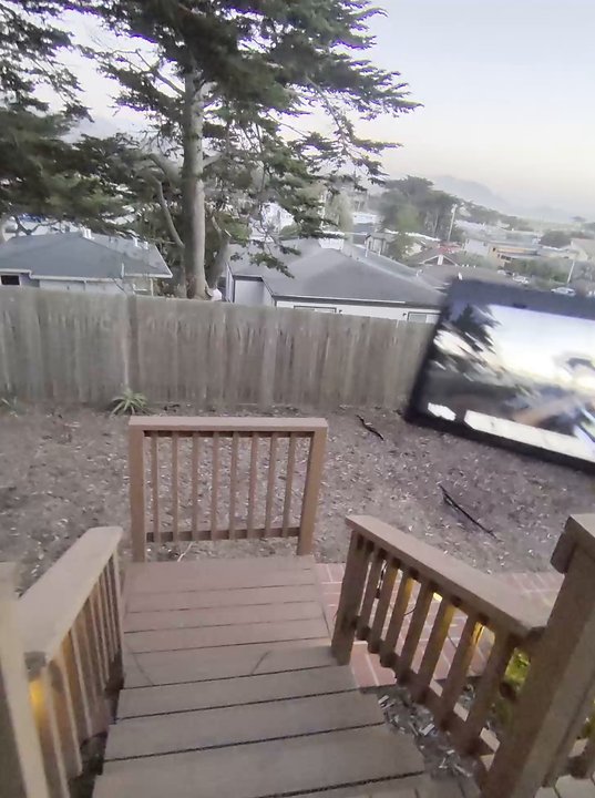 Twilight backyard, silently worked — POV training clip