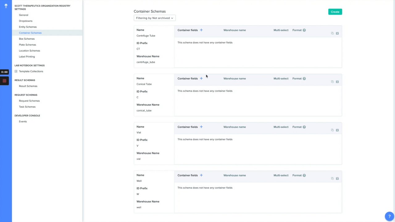 Preview of Create a Container Schema
