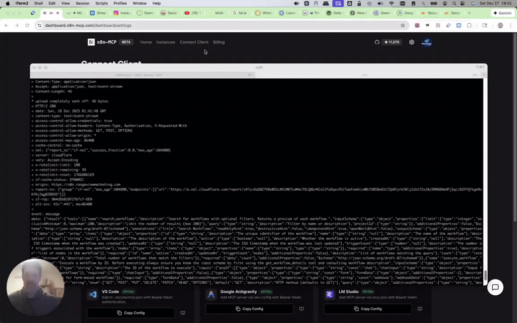 Google's Antigravity w/ self-hosted n8n+mcp
