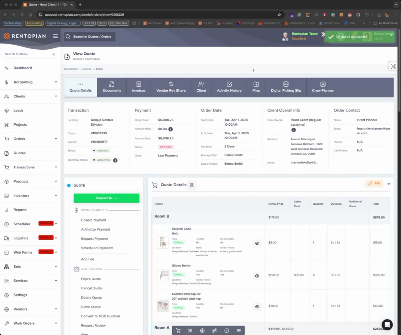 Preview of Quotes and Orders Share Option