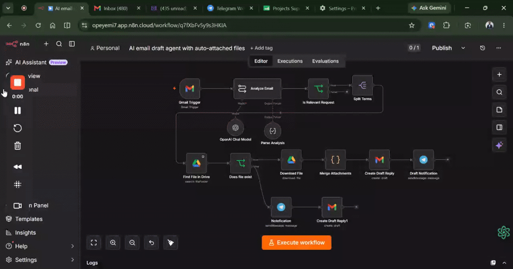 AI email draft agent with auto-attached files