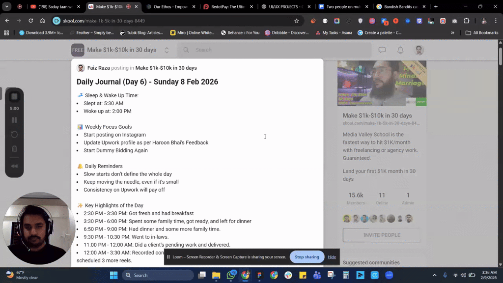 Daily Journal (Day 6) - Sunday 8 Feb 2026