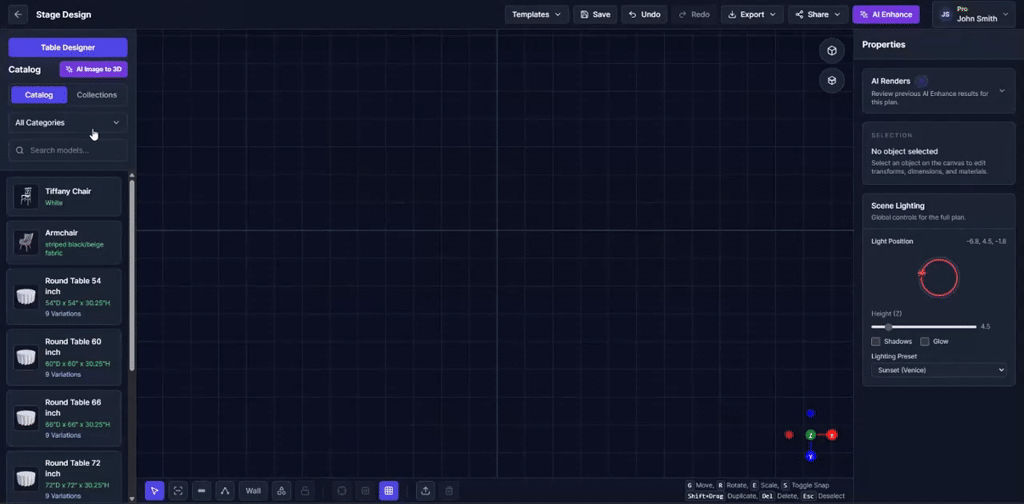 Event Design App - Build stack stage builder