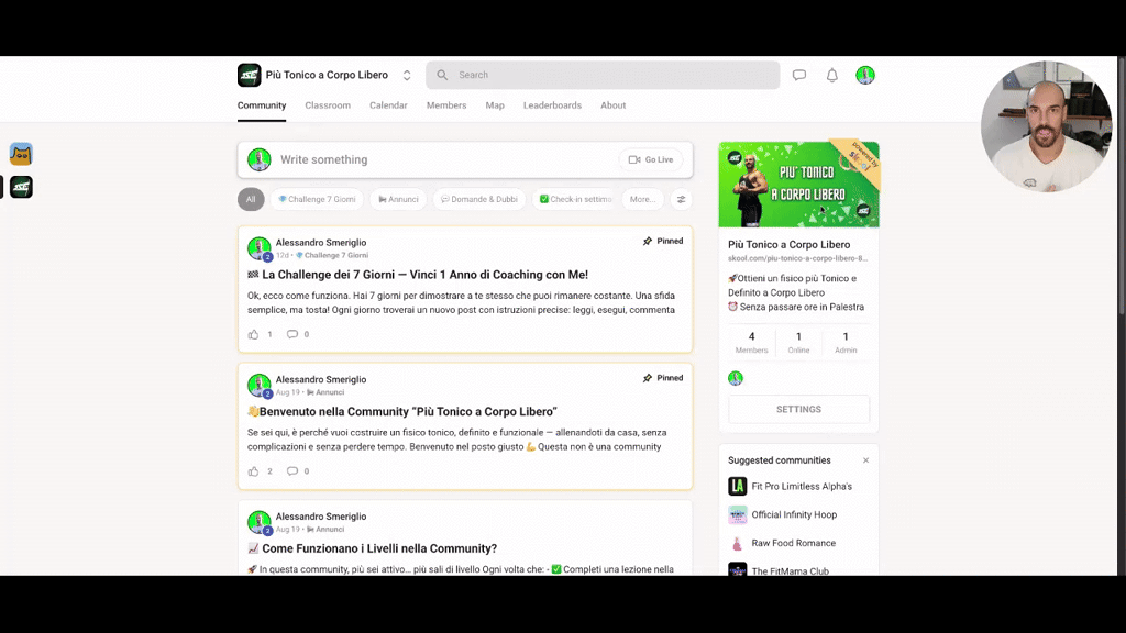👋Benvenuto nella Community “Più Tonico a Corpo Libero”