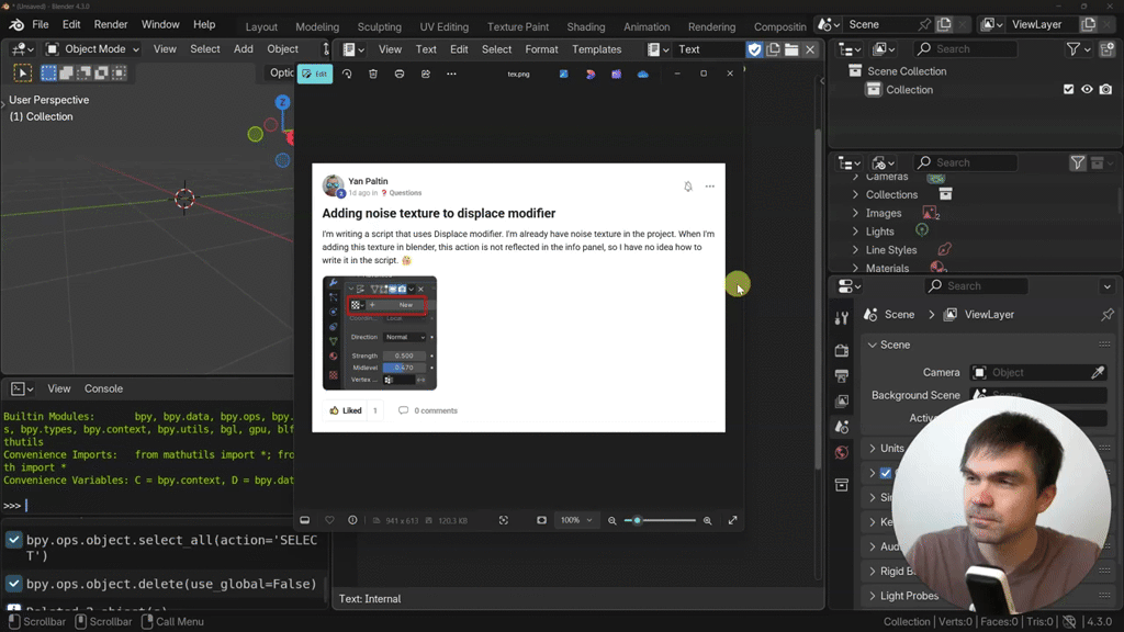 [Code Explained] Adding Noise Texture to Displacement Modifier