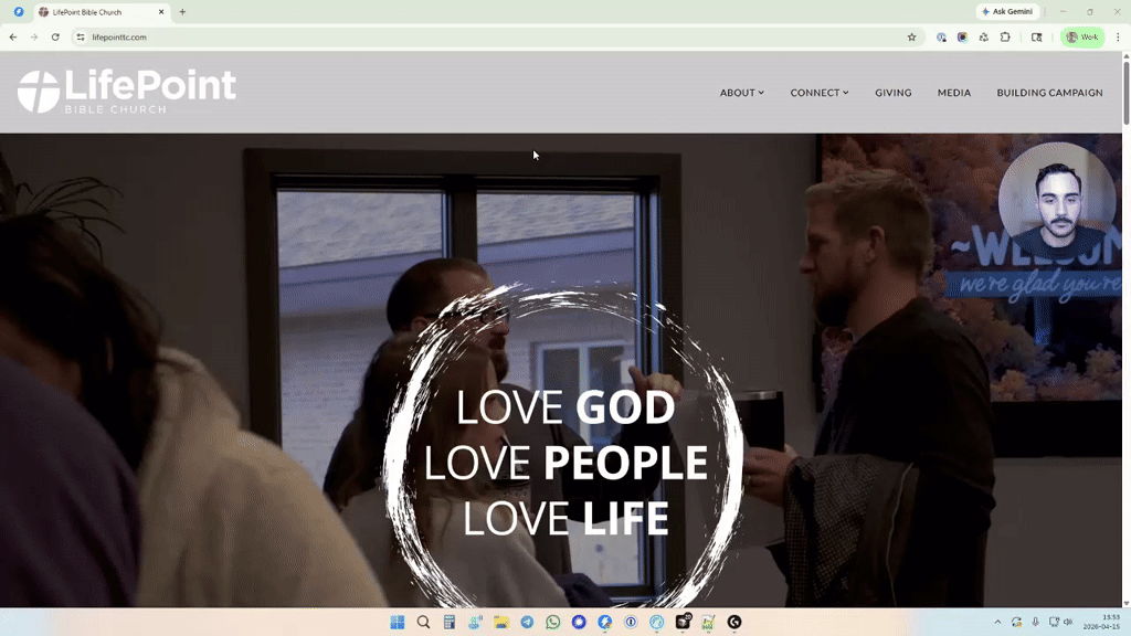 Homepage screenshot · LifePoint Bible Church