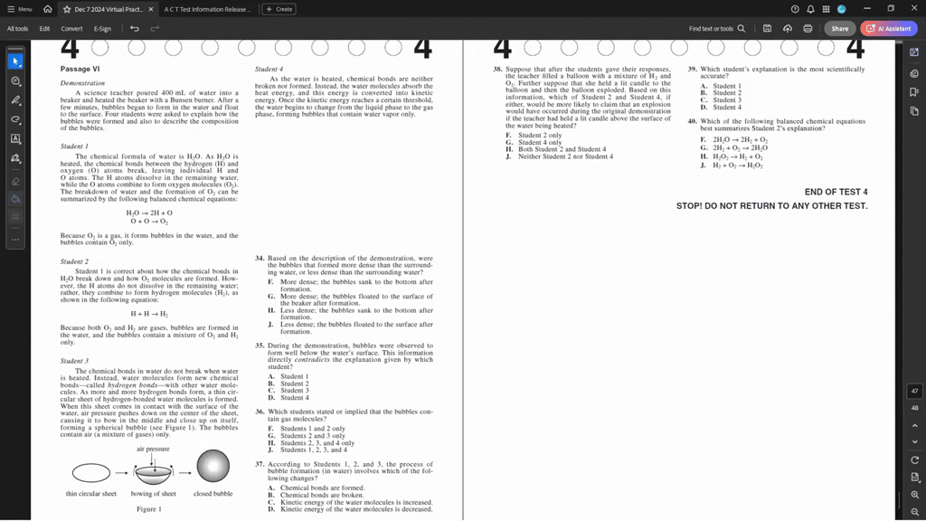 ACT Science Strategy: Reading in Parallel (Student 1/2/3/4)