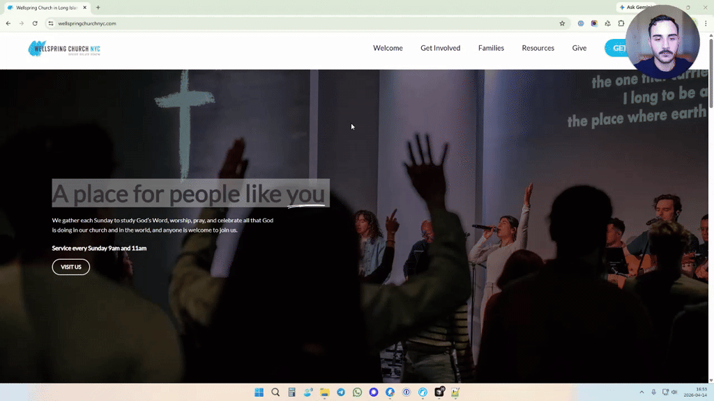 Homepage screenshot · Wellspring Church NYC