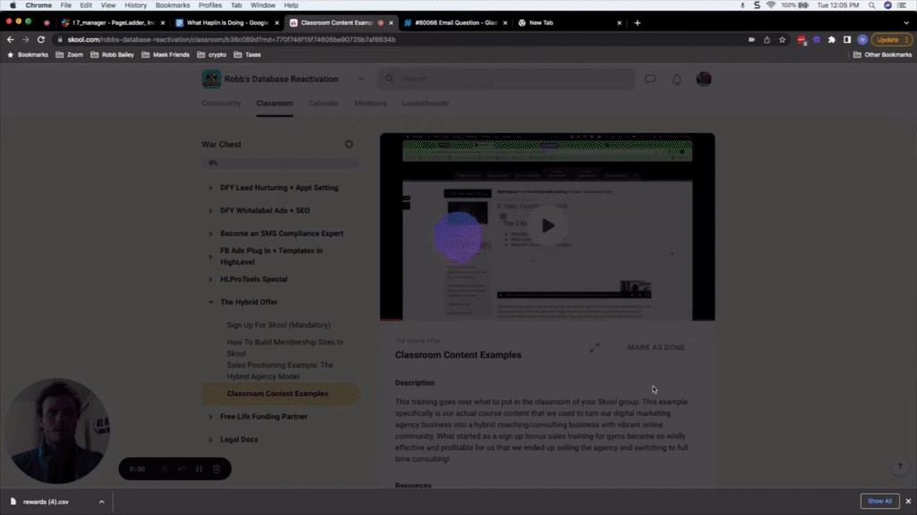 Classroom Content Examples War Chest Resources · GoHighLevel w/ Robb