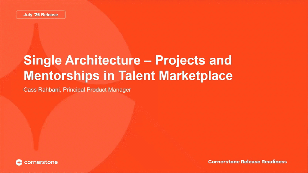Talent Marketplace Projects and Mentorships on Single Architecture