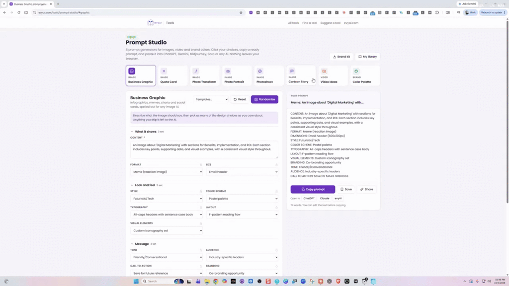 New prompt studio with thousands of variations of prompts