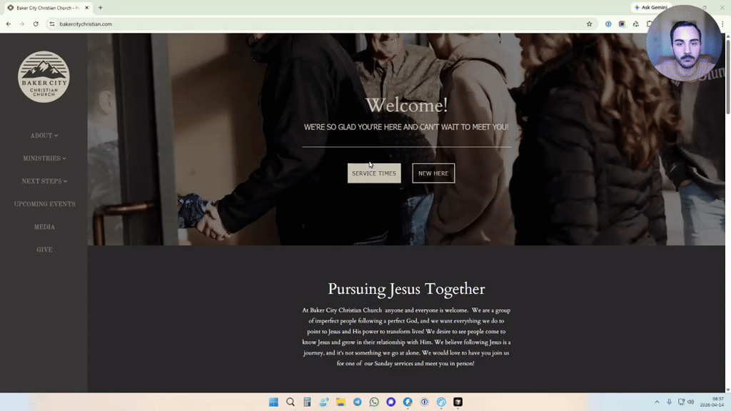 Homepage screenshot · Baker City Christian Church