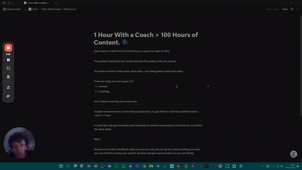 1 Hour With a Coach > 100 Hours of Content. 🗣️