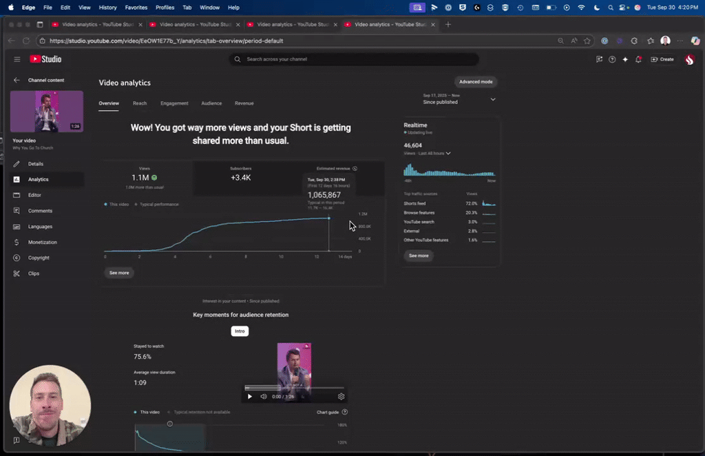 Just got 1.1m million views