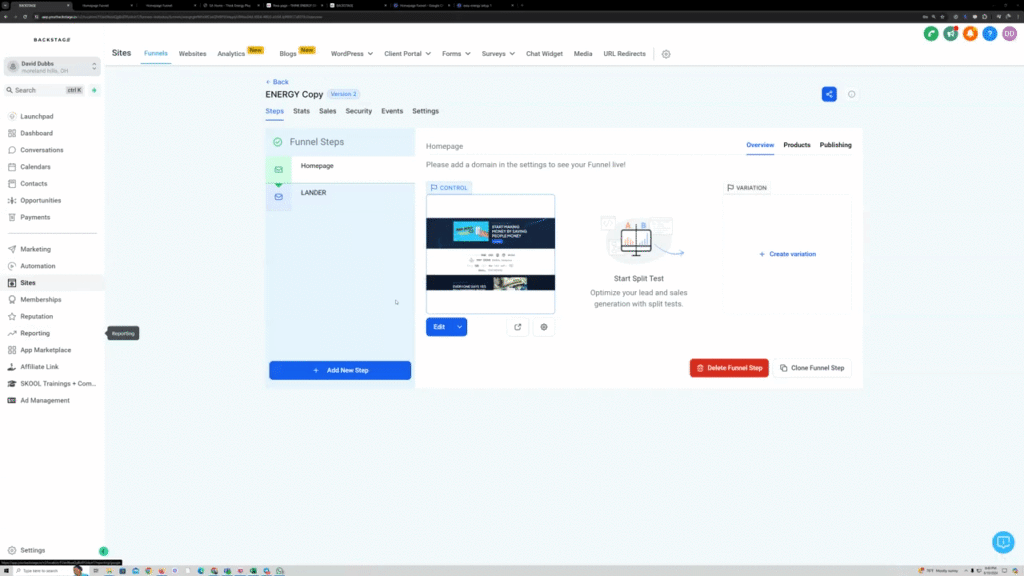 EASY SET UP ADDING A DOMAIN - THINK ENERGY ONBOARDING · BACKSTAGE
