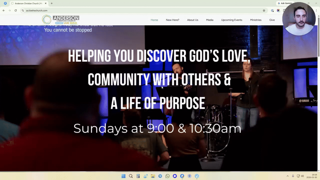 Homepage screenshot · Anderson Christian Church