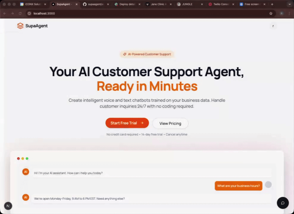 SupaAgent AI Customer Support New Build