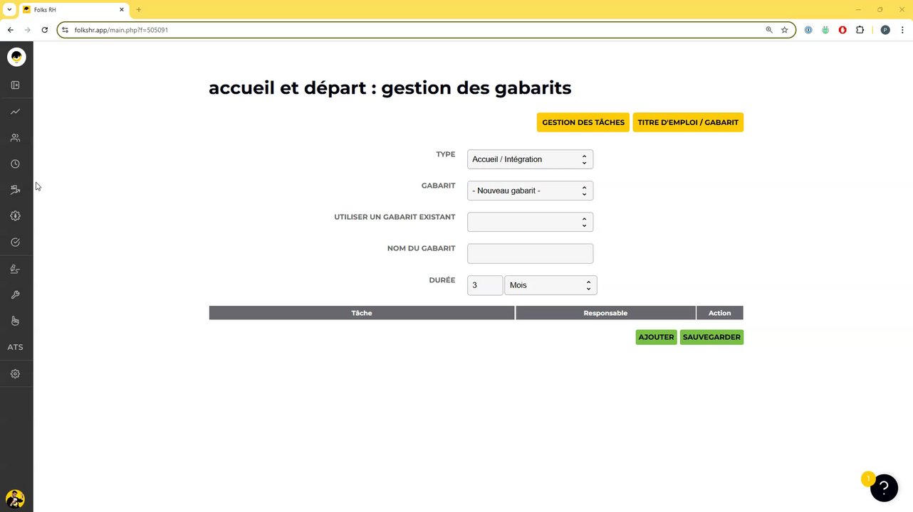 Preview of Accueil et de Départ : Gestion des gabarits