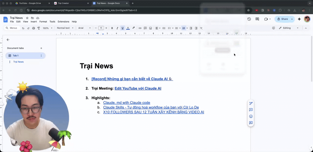 Trại News: học cách edit YouTube bằng Claude AI 🤩
