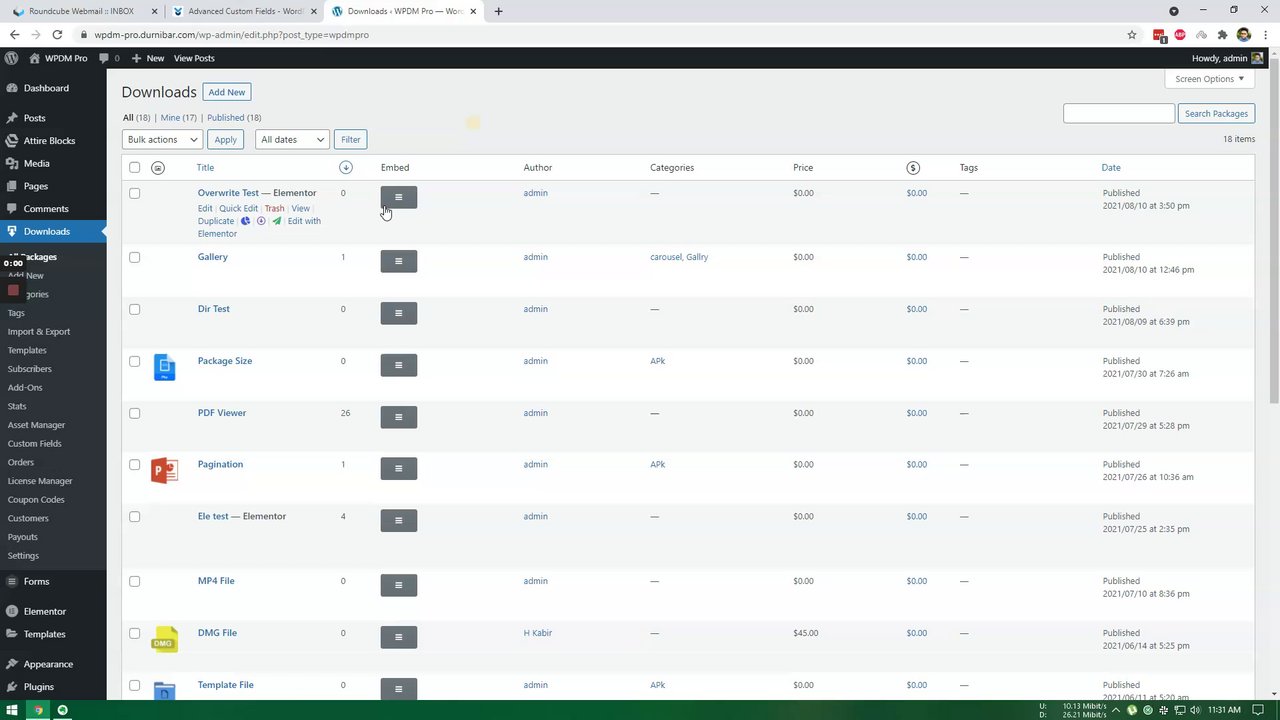 Preview of Google Chrome - Downloads ‹ WPDM Pro — WordPress - Google Chrome