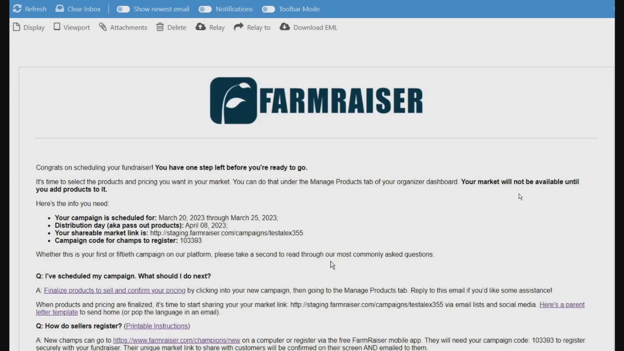 Preview of Where do I find my market link and campaign code?