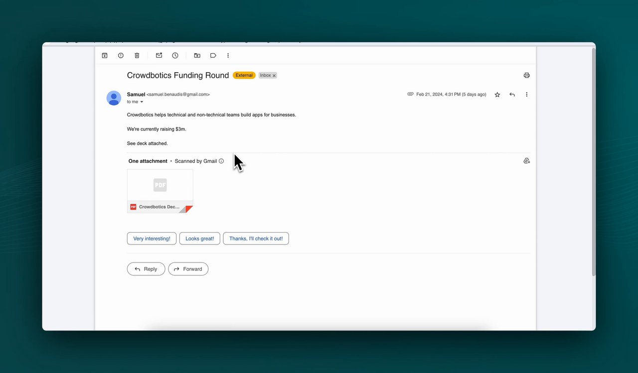 Preview of Notissia: seamlessly organizing deal flow data