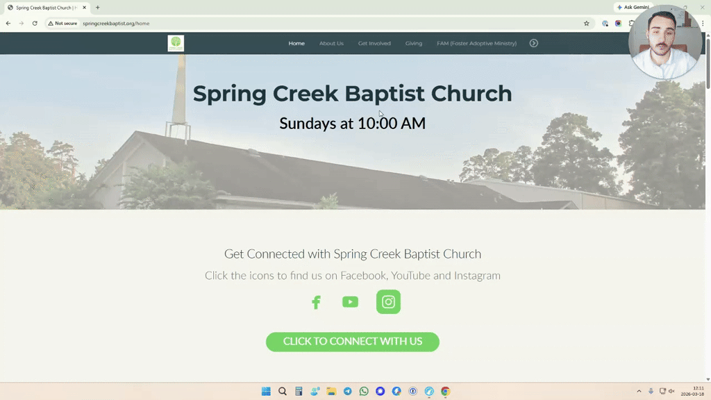 Homepage screenshot · Spring Creek Baptist Church