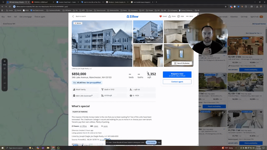 Deal Analysis (prep for tomorrow's call!) - Manchester, NH - 4 Unit On the Market! 