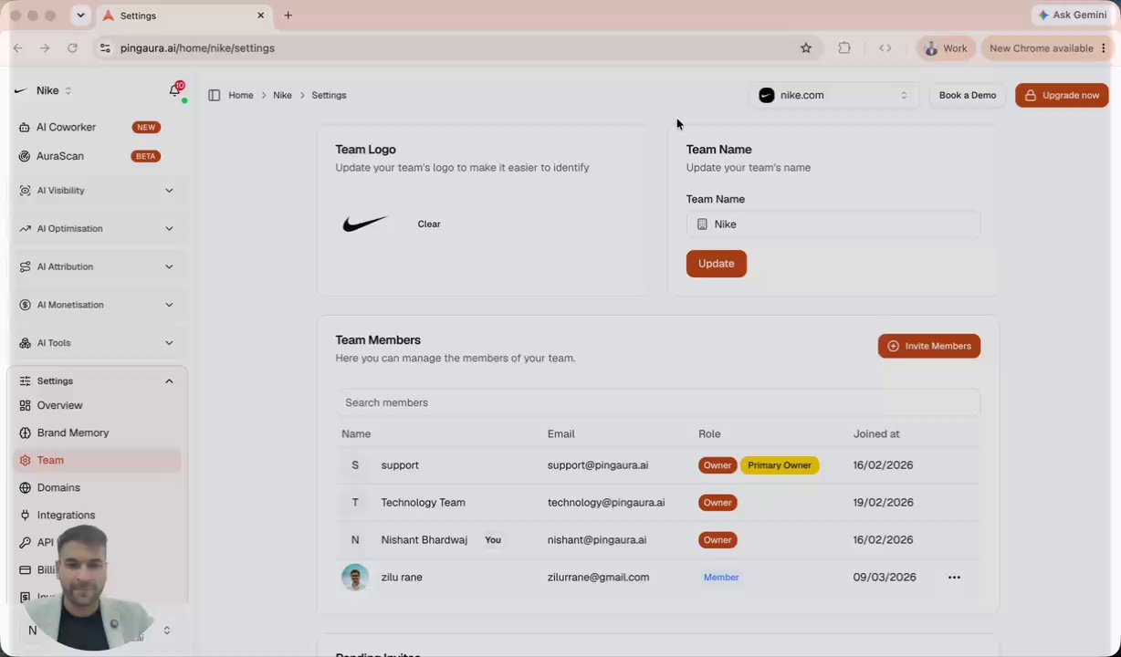 Account setup on PingAura