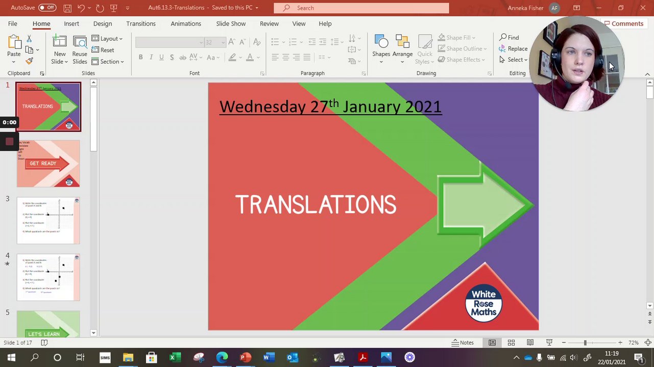 Preview of Maths Oak Wednesday 27th January: Translating shapes 