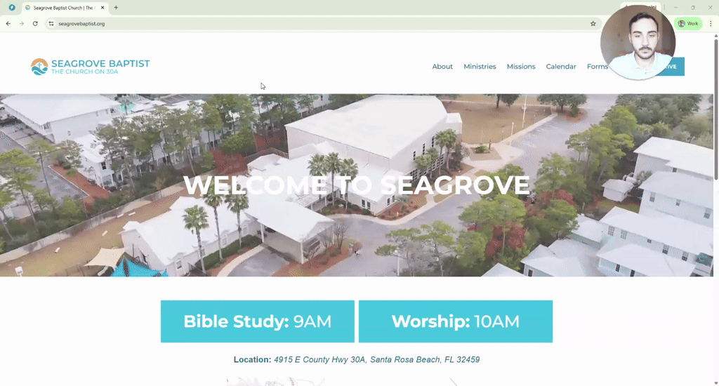Homepage screenshot · Seagrove Baptist Church