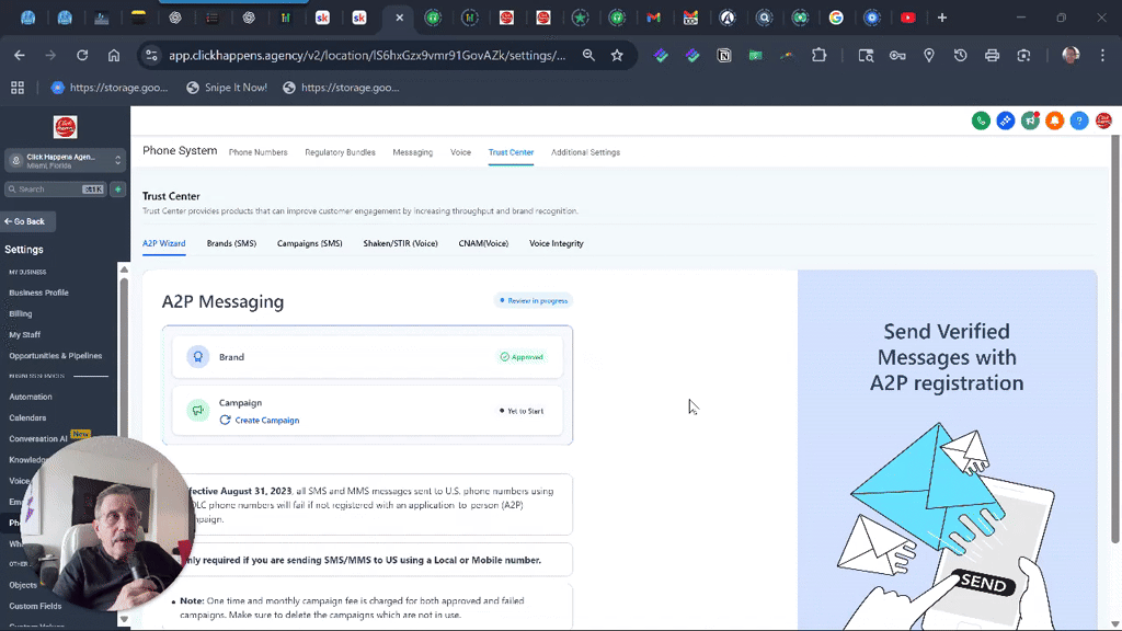 Sometimes A2P registration takes tech support to FIX