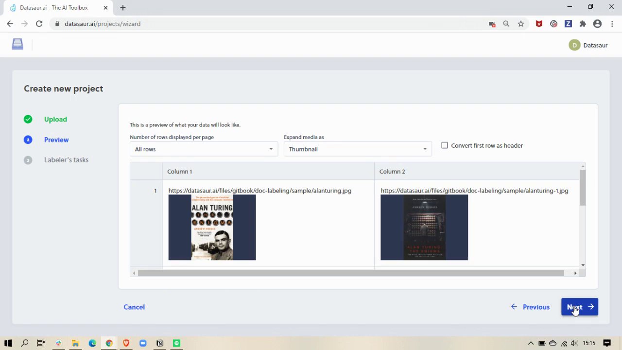 Preview of Datasaur - Step 2