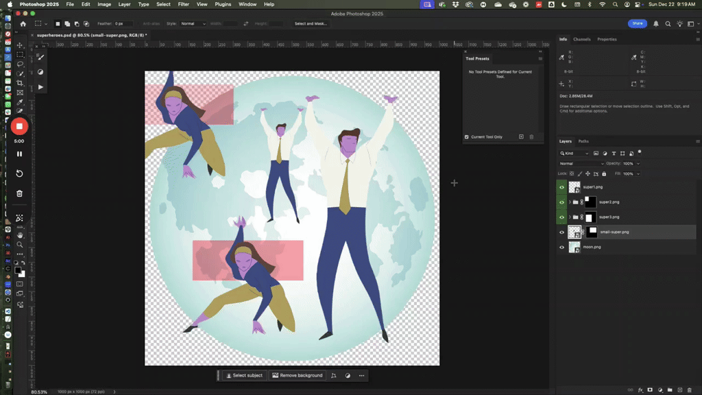 Returning mask bounds only on layer groups