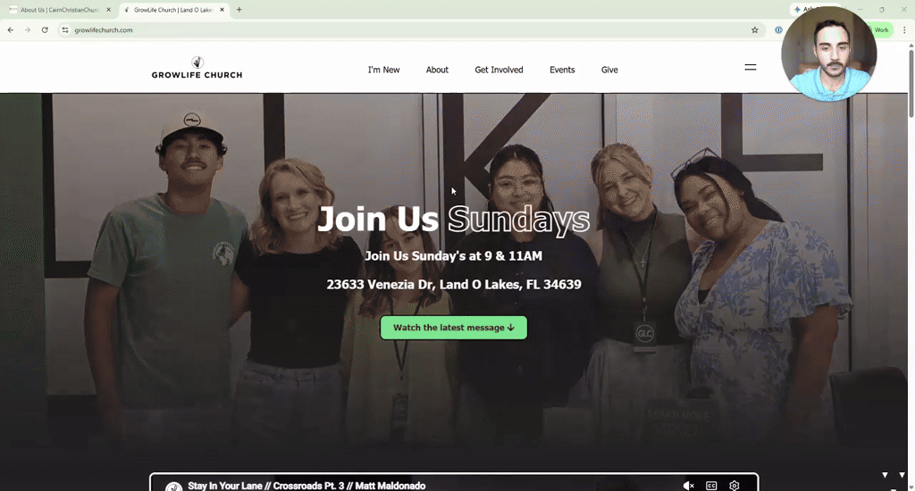 Homepage screenshot · GrowLife Church