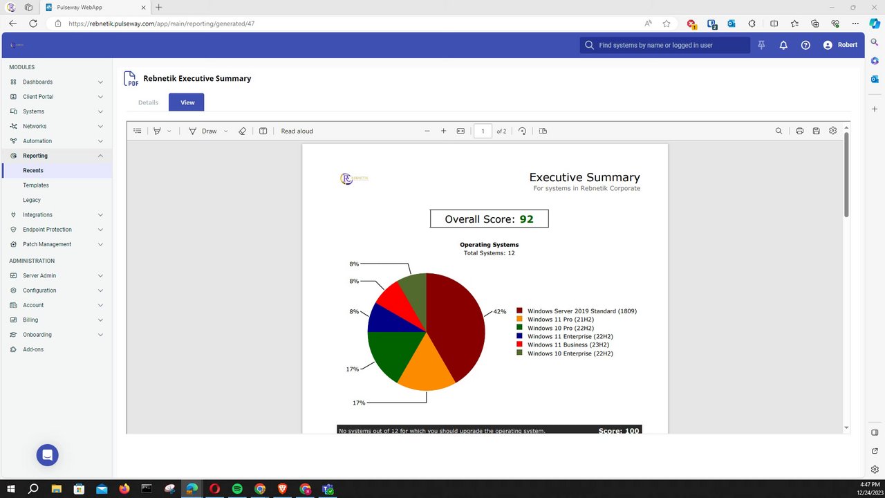 Preview of Managed IT Service Reports