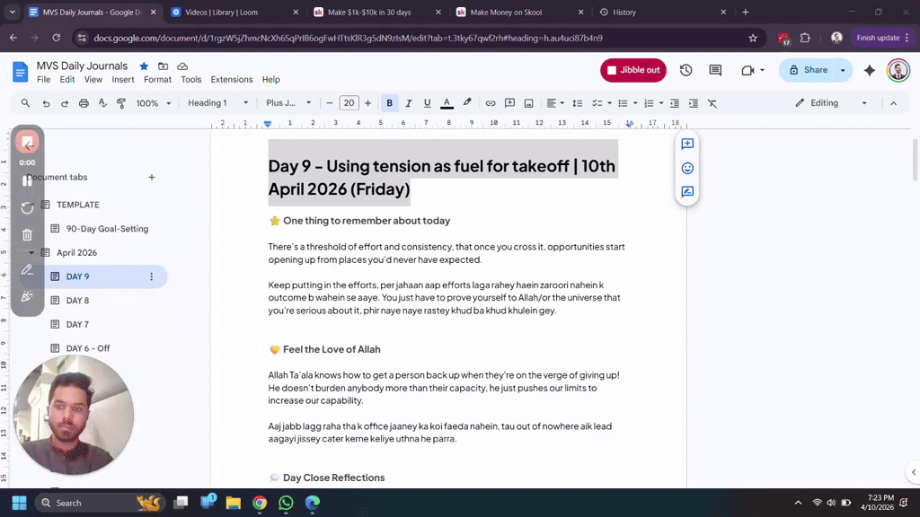 DAY 9 - Using tension as fuel for takeoff | 10th April 2026 (Friday)