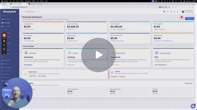 SimplySub Payments product tour preview
