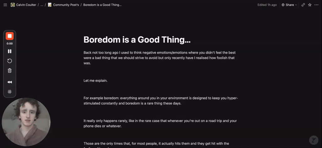 Boredom is a Good Thing…