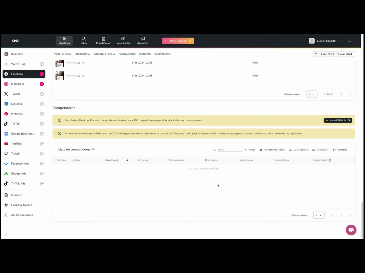 Cómo analizar a la competencia en redes sociales con Metricool